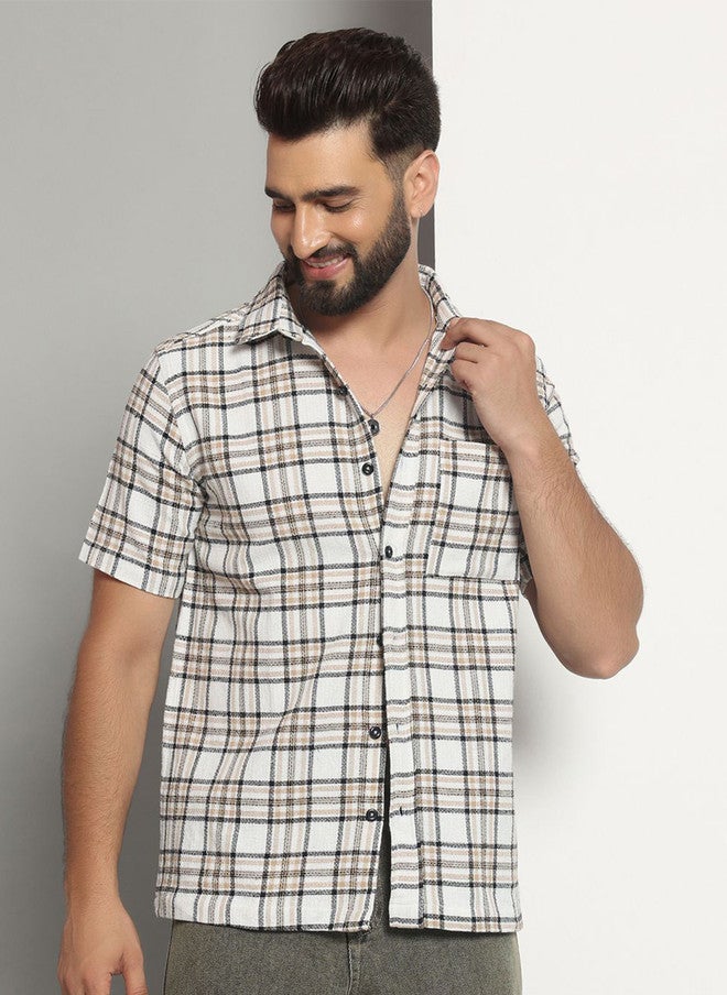 CHIMPAAANZEE Men Tartan Checks Opaque Checked Casual Shirt - Image 1